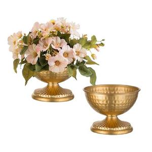 Vase sur pied en fer martelé doré Art Déco, résistant à la rouille, écologique, pour la maison, la table, les hôtels de luxe et les gîtes - Product Image 1