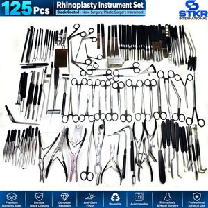 Juego de Instrumentos para Rinoplastia de 125 Piezas, Instrumentos para Cirugía Nasal y Cirugía Plástica con Recubrimiento Negro - Product Image 1