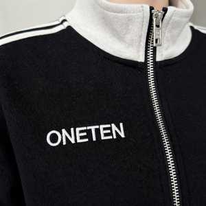 ONETEN <b>Women</b> <b>Black</b> White Color Block Tracksuit Set Turtleneck Zipper Jacket Wide Leg <b>Pants</b> Sporty Loose Fit Lightweight - Product Image 6
