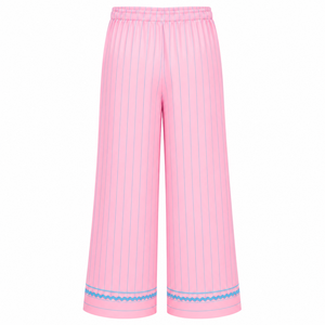 Ensemble de pyjama rayé pour femmes Gamma Phi Delta, pyjama à manches longues boutonné sur le devant, pyjama de détente avec bordure contrastée et pantalon à cordon de serrage - Product Image 5