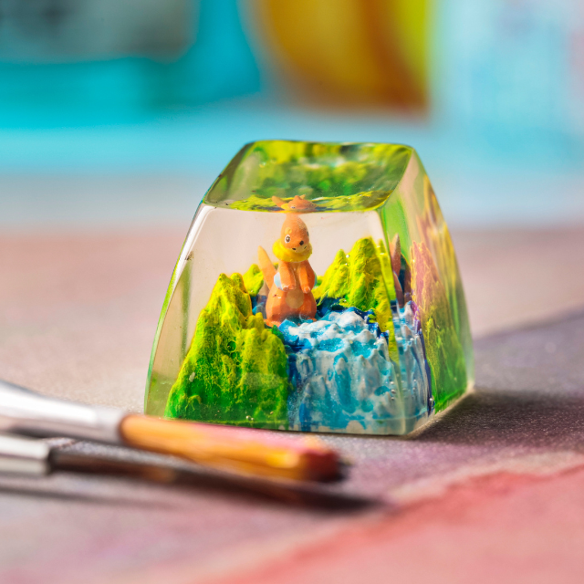 Keycaps Mystical Forest Artisan, Custom Artisan Keycaps, Keycaps Anime Cute, Green Keycaps, Keycaps Set, Wooden Keycaps