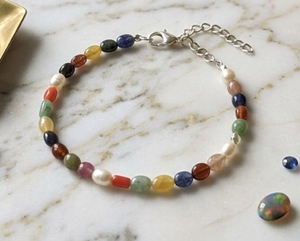 Pulsera de Cuentas Navratan, Aleación de Metales Preciosos, Joyería Unisex de Moda - Product Image 1