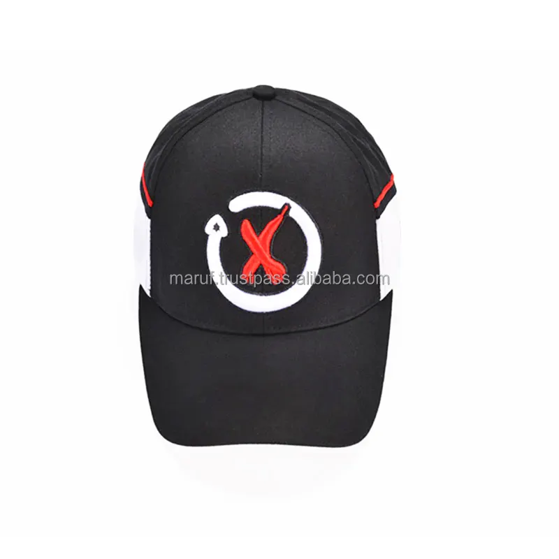 Topi Bisbol Katun Desain Kustom Jet Black MBC09 dengan Bordir X Logo, Topi Olahraga, Topi Aksesori Kepala