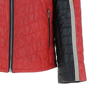 Men's PU Quilted Moto Jacket Stand Collar Windproof Regular Fit Autumn Solid Color Zipper Closure - Product Image 5