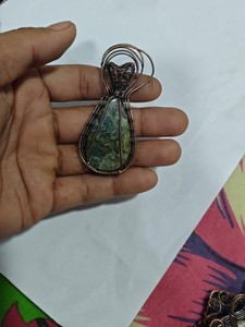 Handmade Copper Wire Wrapped Black Onyx Pendant Necklace Boho Style Jewelry Wholesale - Product Image 4