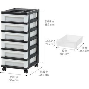 Carrello Portaoggetti con Ruote, Organizzatori in Plastica per Forniture Scolastiche e Materiali Artistici, Organizer con Cassetto Superiore - Product Image 3