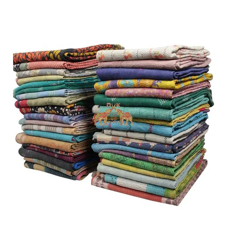 Hint hint Kantha vintage yorgan çeşitli desen yatak örtüsü ağır vintage kantha yorgan