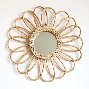 Vietnam Handmade Boho Rattan <b>Wall</b> <b>Mirror</b> <b>Set</b> Moroccan Style Wicker <b>Mirror</b> Natural Home Decor Supplier - Product Image 1