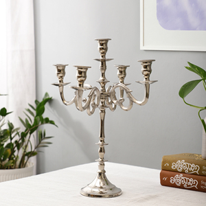 Candélabre de luxe en aluminium à 5 bras, style vintage européen, doré, en métal, pour centre de table, mariage, banquet, Noël - Product Image 2