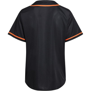 Camiseta de béisbol transpirable para mujer, uniforme de softbol personalizado por sublimación, negro y naranja, manga corta - Product Image 2