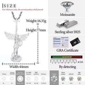 Pendentif Archange Michel en moissanite, bijoux en argent 925, bijoux chrétiens pour homme et femme, cadeau pour elle - Product Image 3