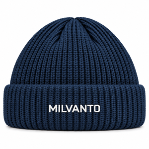 Gorro de Punto con Puño y Logotipo Personalizado Azul Marino, Gorro de Invierno Bordado para Hombre y Mujer, Gorros de Moda Urbana - Product Image 1