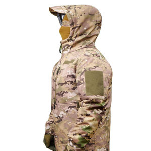 Veste tactique à capuche unisexe décontractée pour l'extérieur, imperméable, respirante, coupe-vent, anti-déchirure, camouflage géométrique en sherpa - Product Image 4