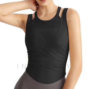Débardeur tricoté respirant personnalisé pour femme avec logo frontal, style sportif pour le yoga - Product Image 3