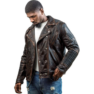 Nouvelle arrivée : veste de motard pour homme en cuir véritable noir et marron, couleurs personnalisées, export du Pakistan, prix avantageux, meilleur rapport qualité-prix - Product Image 3