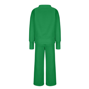 Chándal Deportivo Verde Unisex de Manga Larga con Cuello Redondo, Cierre con Cordón, Color Sólido, Ropa Casual Transpirable de Poliéster - Product Image 2