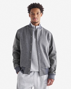 Veste universitaire tendance OEM pour hommes, vêtements d'hiver vintage, blouson de baseball en cuir avec logo brodé personnalisé - Product Image 1