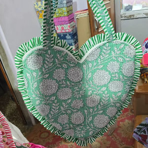 Nouveau sac fourre-tout en coton personnalisable en forme de cœur, durable, écologique, réutilisable, avec fermeture éclair, imprimé en bloc, pour le printemps, l'été et l'automne - Product Image 1