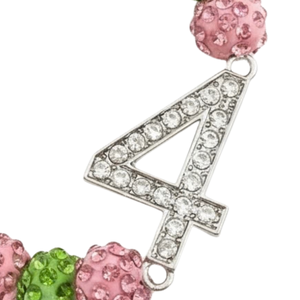 AKA Pearls Sparkle Number Bracelet สีขาว ชมพู เขียว คริสตัล สายรัดข้อมือประดับลูกปัด หมายเลขแบบกำหนดเอง ของขวัญเครื่องประดับสำหรับผู้หญิง - Product Image 6
