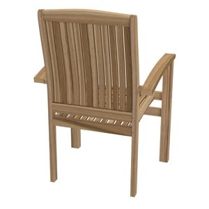 Luxury Modern Bistro <b>Stackable</b> Teak Wood Eco-Friendly <b>Outdoor</b> Dining Armchair for Garden Furniture - Product Image 2