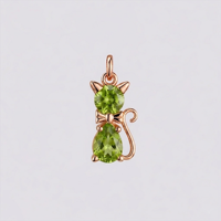 Pendentif Chat Saphir Plaqué Or Rose, Charme Chat Mignon avec Pierre Saphir Facettée, Bijou Animal, Collier Charme, Cadeau pour Elle