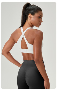 Soutien-gorge de sport pour femme, de bonne qualité, respirant, sans couture, en Spandex/Polyester, imprimé par transfert thermique, extensible, à maintien élevé - Product Image 3
