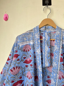 Bata Kimono con Estampado de Dibujos Animados para Mujer, 100% Algodón, Camisón de Verano Hecho a Mano, Cuello en V, Cintura Elástica, Largo hasta la Rodilla - Product Image 4