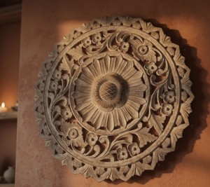 Adhesivo Decorativo de Pared con Mandala Redondo Tradicional de MDF, Diseño Artístico Indio para Apartamentos, Oficinas y Espacios de Vivienda - Ocasiones de Cumpleaños y Diwali - Product Image 3