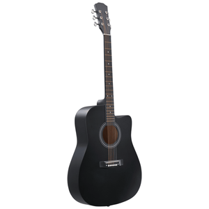 Guitarra Acústica Negra Mate de 41 Pulgadas con Cuerdas, Púa, Capo, Afinador en Forma de Barril Dreadnought, Llave y Funda de Transporte Incluidos - Product Image 2