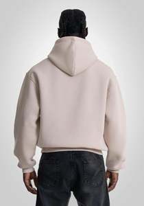 <b>Neutral</b> Beige Oversized Hoodies Men Cotton Fleece Pullover Drop Shoulder Relaxed Fit Streetwear Custom Logo Private Label Hoodie - Product Image 4