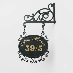 Custom Modern Eco-friendly Wrought Iron House Number Plate Weatherproof Outdoor Metal Door <b>Sign</b> Decorative Address Plaque <b>Garden</b> - Product Image 1