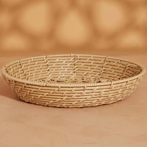 Bandeja redonda tejida, bandeja de servir de fibra natural para mesa de café, decoración del hogar y estilo de mesa - Product Image 2