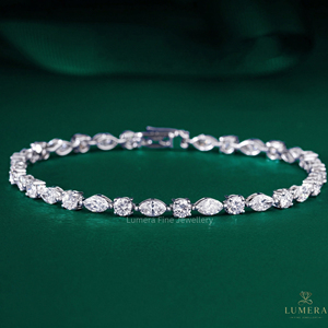 Marquise & Cut Lab Grown Diamond Tennis <b>Bracelet</b> 9K-18K White Gold Rhodium Plated IGI Certified Luxury Fine Jewelry for Women - Product Image 4