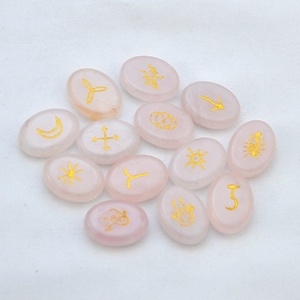 Tự Nhiên Thạch Anh Hồng <span class=keywords><strong>Wiccan</strong></span> Rune <span class=keywords><strong>Set</strong></span> 13 Đá Phù Thủy Agate Đá Quý Handmade Chất Lượng Cao Cấp Phong Thủy Phong Cách Reiki Chữa Bệnh - Product Image 1