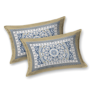 Juego de Ropa de Cama de Algodón con Estampado Étnico, Sábana King Size con Fundas de Almohada, Diseño Jaipuri Azul - Product Image 2