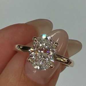 Anillo de Compromiso con Diamante Cultivado en Laboratorio, Corte Ovalado, 2 Quilates, Oro Sólido de 14K/18K, Certificado por IGI, Precio de Fábrica al por Mayor - Product Image 6