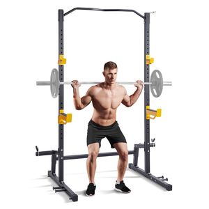 Stazione Fitness Multifunzionale Regolabile con Supporto per Squat e Gancio per Bilanciere per Stoccaggio Pesi - Product Image 1