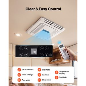 เครื่องปรับอากาศ RV 15000 BTU 120V แบบไม่ใช้ท่อ ติดตั้งบนหลังคา สำหรับจอดรถ ปรับความเร็วได้ พร้อมระบบทำความร้อนด้วยปั๊มความร้อน ปรับความเร็วได้ - Product Image 4
