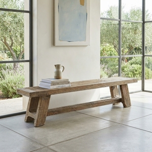 Solid Wood Long Dining <b>Bench</b> Modern Minimalist A Line Frame Leg Natural Teak Style Wooden <b>Bench</b> Home Dining Seating Furniture - Product Image 2
