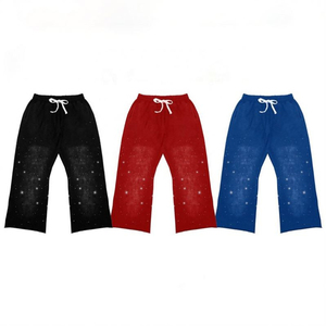 Style streetwear moderne, personnalisable, avec broderie et patchwork, imprimé, respirant, effet délavé, sweat à capuche zippé, pantalon de survêtement évasé pour homme - Product Image 3