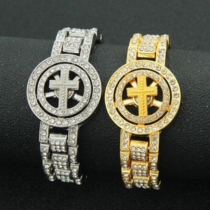 Bracelets de luxe pour hommes, bijoux raffinés, bracelet rotatif tendance avec portrait de Saint Jude, croix chrétienne en métal, style hip-hop, montre nouvelle génération - Product Image 2