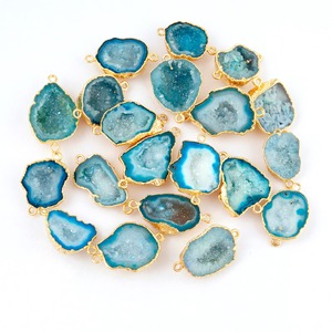 Geode โมรา Druzy ตัวเชื่อมต่อแบบแผ่นทอง24K,ตัวเชื่อมต่อจี้แบบ Diy ประกันตัวสองชั้นสำหรับเครื่องประดับ - Product Image 4