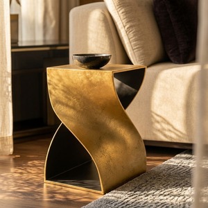 Mesa de Centro Moderna de Diseño Contemporáneo con Base Metálica Decorativa para Sala de Estar - Product Image 4