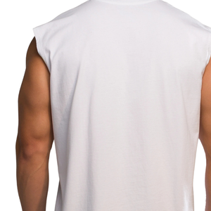 Débardeur blanc vintage à motifs pour homme, coupe oversize, sans manches, pour la gym, l'entraînement, la musculation, la remise en forme, vente en gros OEM en vrac - Product Image 6