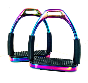 อุปกรณ์ขี่ม้า Ekay Gloss Rainbow Safety FLEXI STIRRUPS พร้อมแผ่นรองสีดำ ขนาด 160x145x75 มม. - Product Image 1