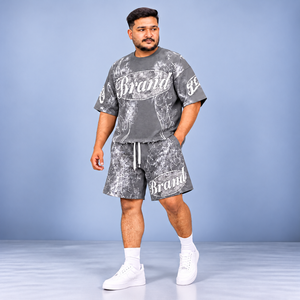 ชุดเสื้อยืดและกางเกงขาสั้นพิมพ์ลายตามสั่งสำหรับผู้ชาย สไตล์สตรีทแวร์ขนาดใหญ่พิเศษ เสื้อผ้าลำลองลายกราฟิกสำหรับฤดูร้อน ชุด 2 ชิ้น จากโรงงานผู้ผลิต - Product Image 5