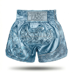 Shorts de boxe et MMA unisexes personnalisés, rouge et noir, imprimés par transfert thermique, ajustés, anti-humidité, imperméables, polyester/coton 140g, sport - Product Image 3