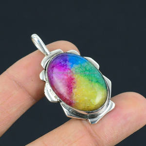 Colgante 92,5 collar de cadena Chapado en plata colgante de cristal hecho a mano Boho joyería regalo para ella para mamá Venta de Navidad - Product Image 1