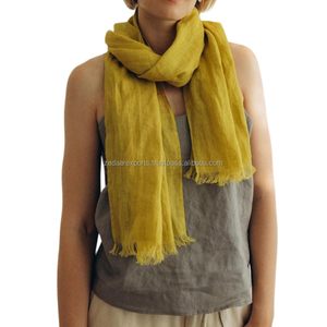 High Quality <b>100</b>% <b>Linen</b> <b>Fabric</b> Women's Traditional Scarves Shawls Eco-friendly Soft Summer Collection Beautiful Colors Made - Product Image 2