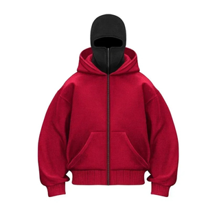 Custom Winter Balaclava Hoodie OEM Oversized Streetwear Pullover Wholesale Heavyweight Cotton <b>Velour</b> Waterproof <b>Sweatshirt</b> Men - Product Image 4